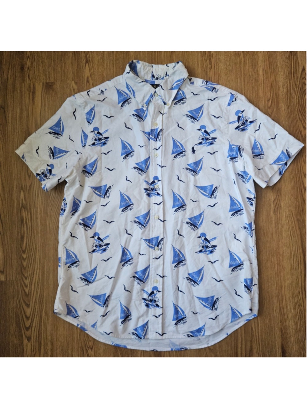 Polo Ralph Lauren Coastal Polo Bear Sailboat Nautical Button Up Large Classic